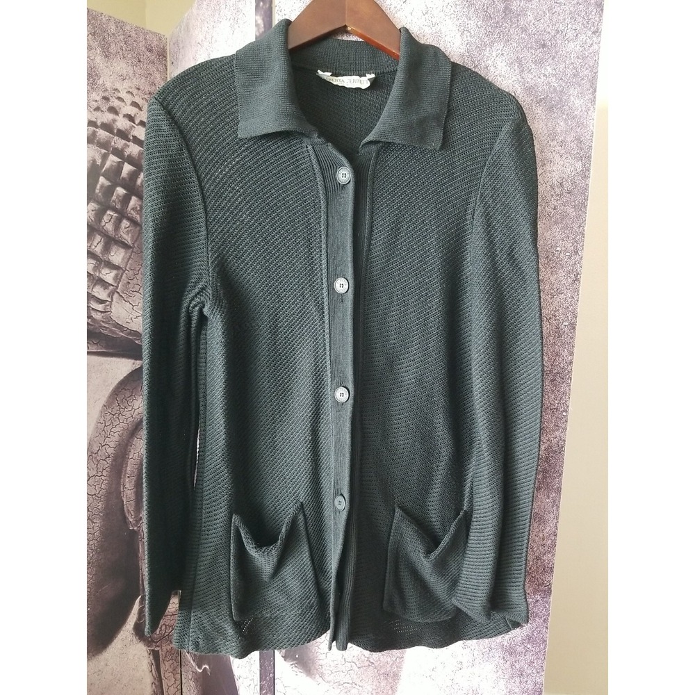 ALBERTA FERRETTI Women's Heavy Knit Stretch Button Front Sweater‎ Shirt sz 10 US